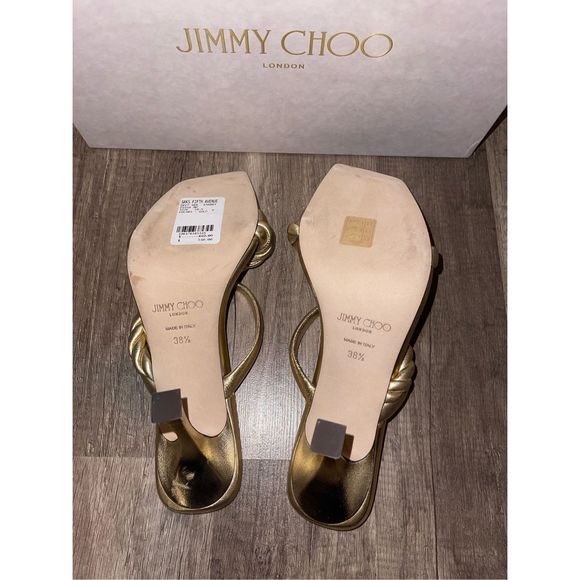JIMMY CHOO Diosa 90 Metallic Leather Sandal - Picture 8 of 9